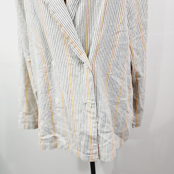 Wild Fable Ivory Double-Breasted Vertical Striped Linen Short Suit Plus Size XXL - Picture 5 of 16